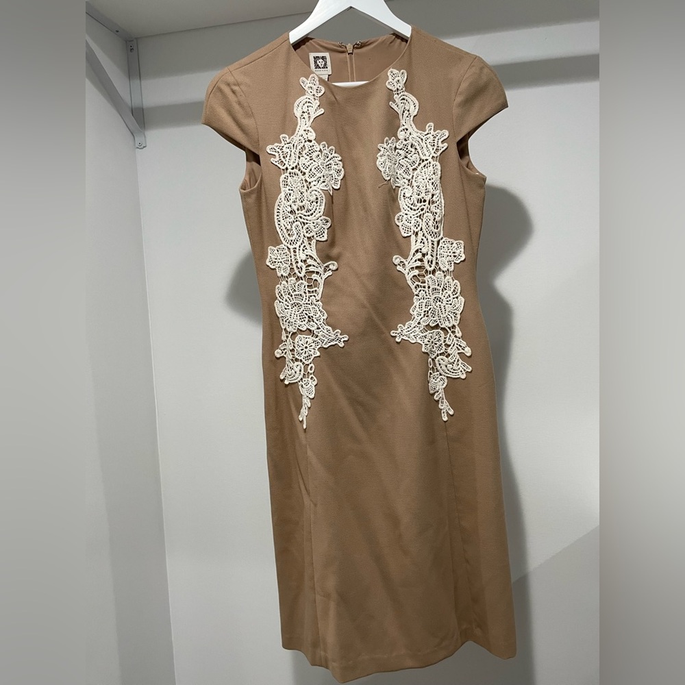 Anne Klein camellia dress with embroidered design NWT